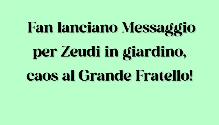 Mister Movie | Fan lanciano Messaggio per Zeudi in giardino, caos al Grande Fratello!